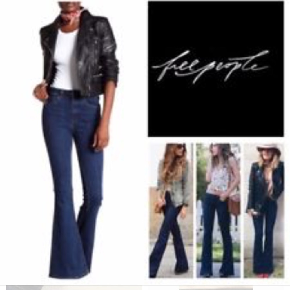 Free People Dark Blue Flare Jeans